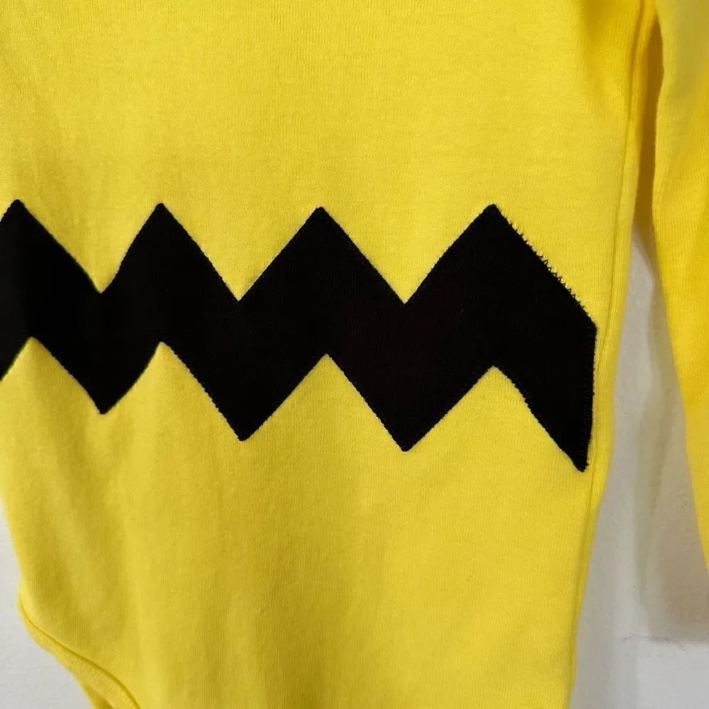 Primary Gender Neutral Baby Charlie Brown Handmade Yellow Long sleeve Onesie